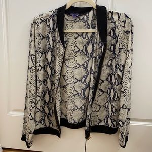 snakeskin print light bomber